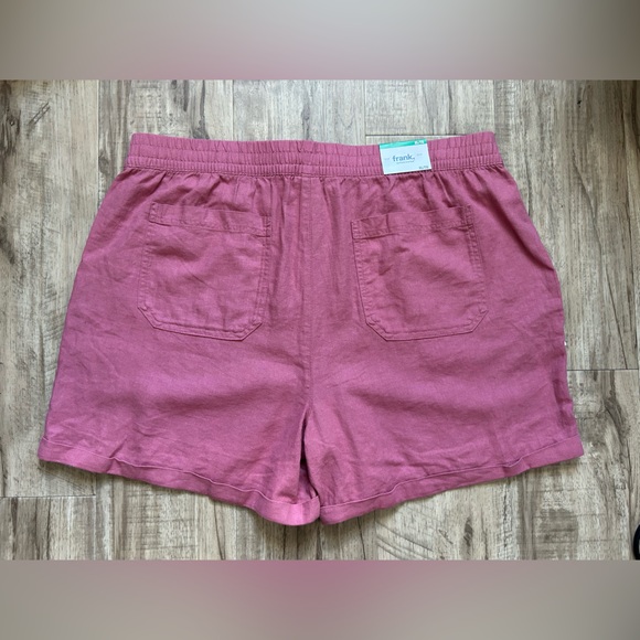 Linen blend Women's Pink Shorts natural fibre summer beach comfort pockets - Picture 3 of 6